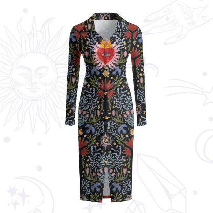 Purplehecate Sacred Flame Heart Ribbed Knit Dress