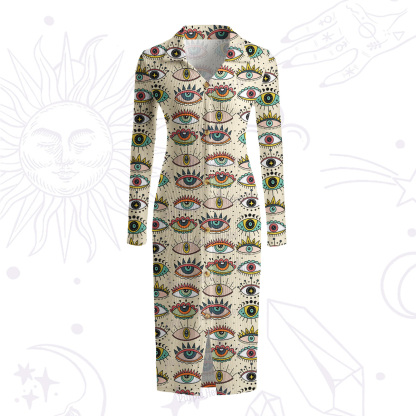 Purplehecate Evil Eye Pattern Ribbed Knit Dress