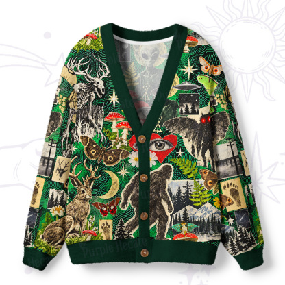 Purplehecate Alien Visitors & Forest Beasts Ugly Cardigan Sweaters
