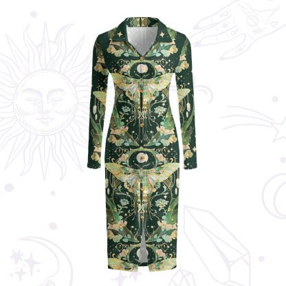 Purplehecate Moon Moth Rave Ribbed Knit Dress
