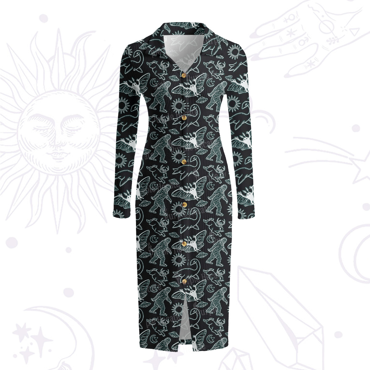 Purplehecate Cryptid Ribbed Knit Dress