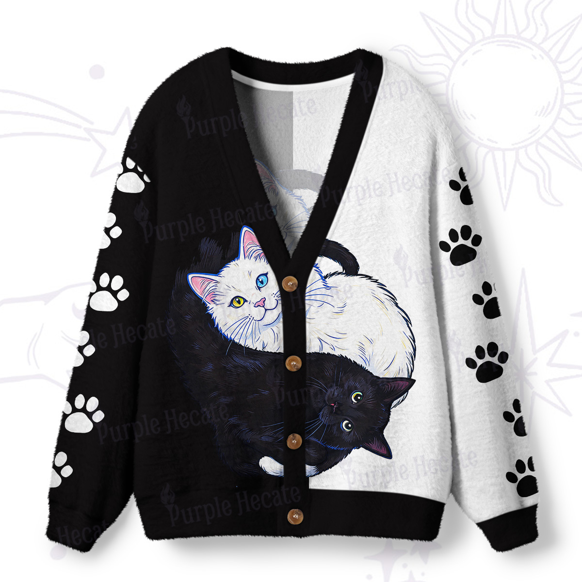 Purplehecate Christmas Magic Girl Ugly Cardigan Sweaters