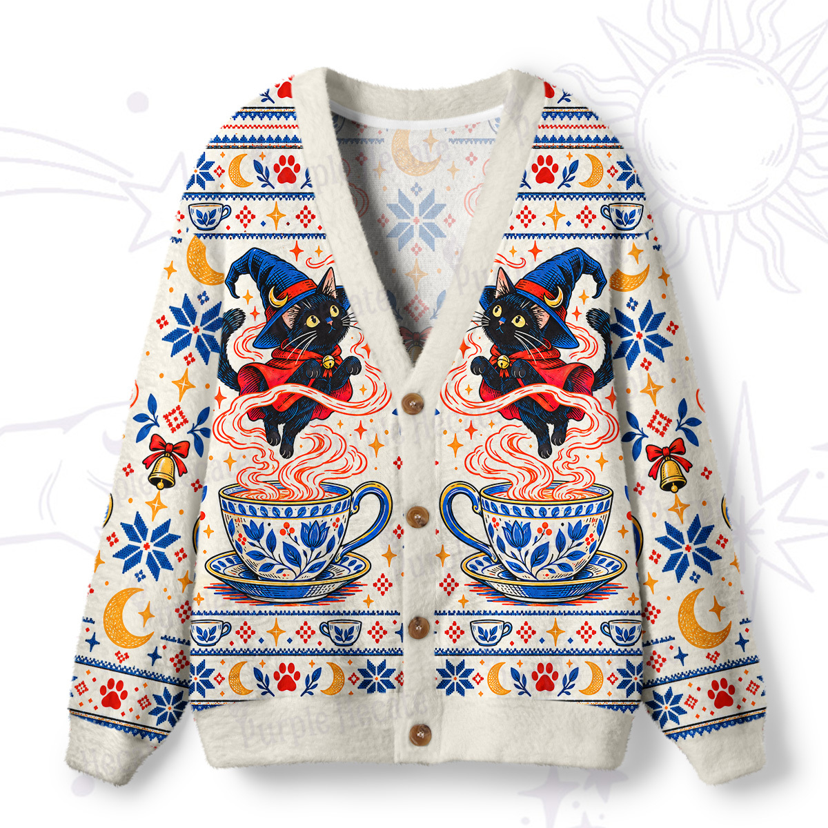 Purplehecate Christmas Magic Girl Ugly Cardigan Sweaters