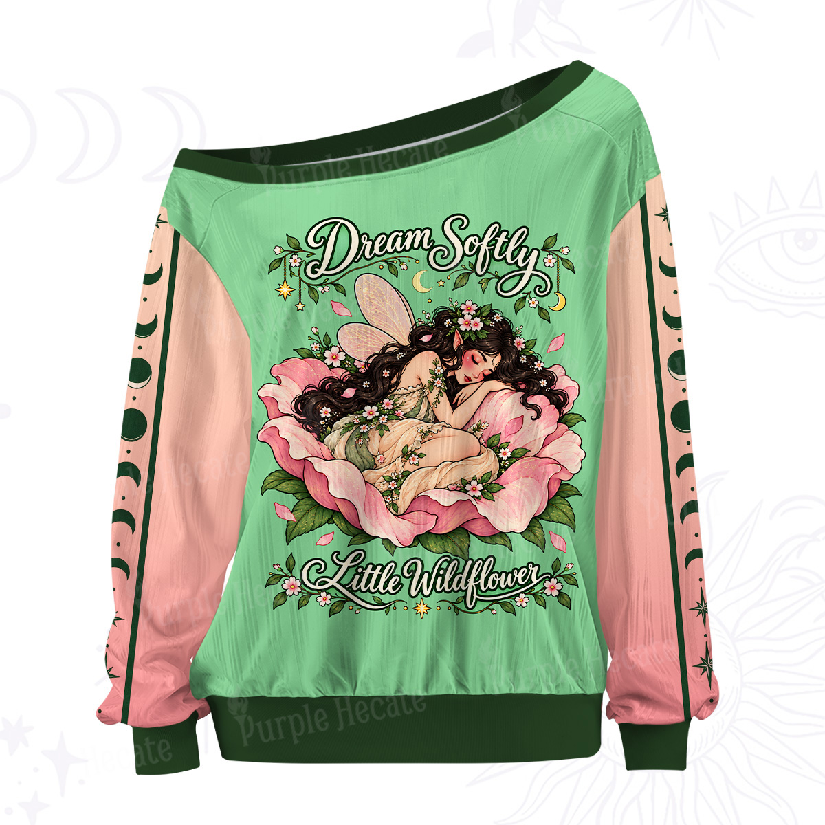 Purplehecate Dream Softly Little Wildflower Off The Shoulder Graphic Jersey