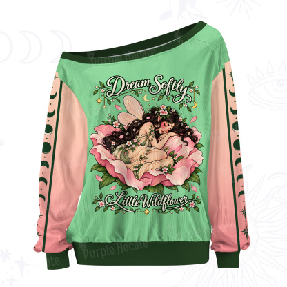 Purplehecate Dream Softly Little Wildflower Off The Shoulder Graphic Jersey