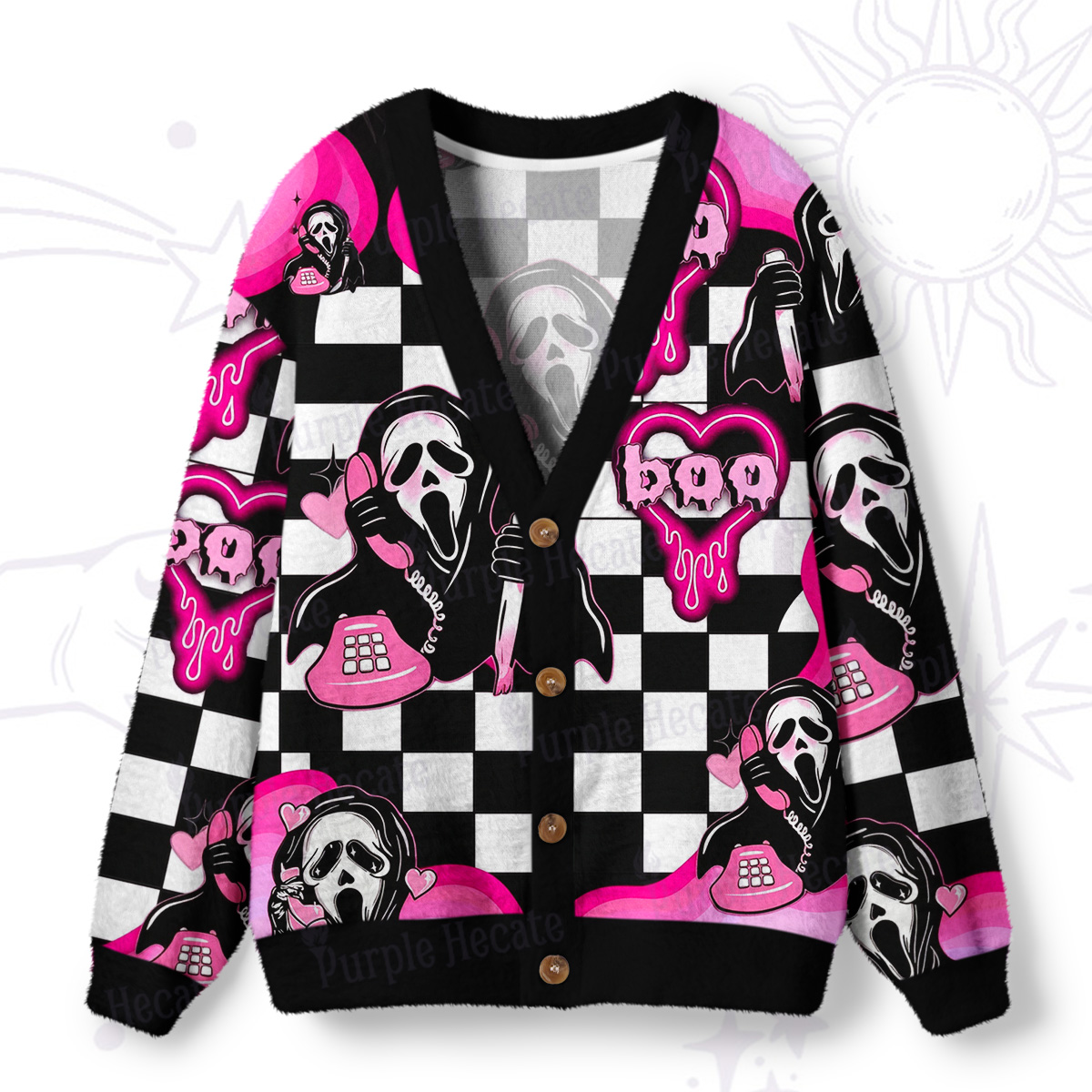 Purplehecate Boo Hotline Ugly Cardigan Sweaters