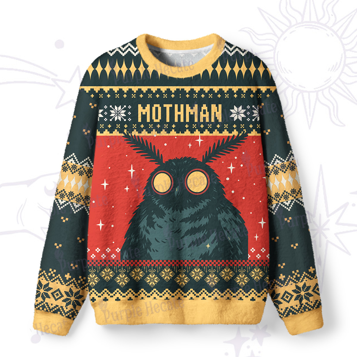 Purplehecate Mothman Eating Soup Fuzzy Ugly Sweatshirt