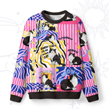 Purplehecate Sorry I Can't Go I'm an Indoor Cat Fuzzy Ugly Sweatshirt