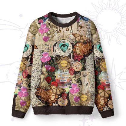 Purplehecate Lucky Me Sacred Heart Eye Fuzzy Ugly Sweatshirt