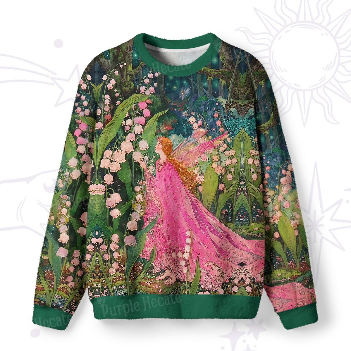 Purplehecate Mystic Secret Lily Fairy Forest Fuzzy Ugly Sweatshirt