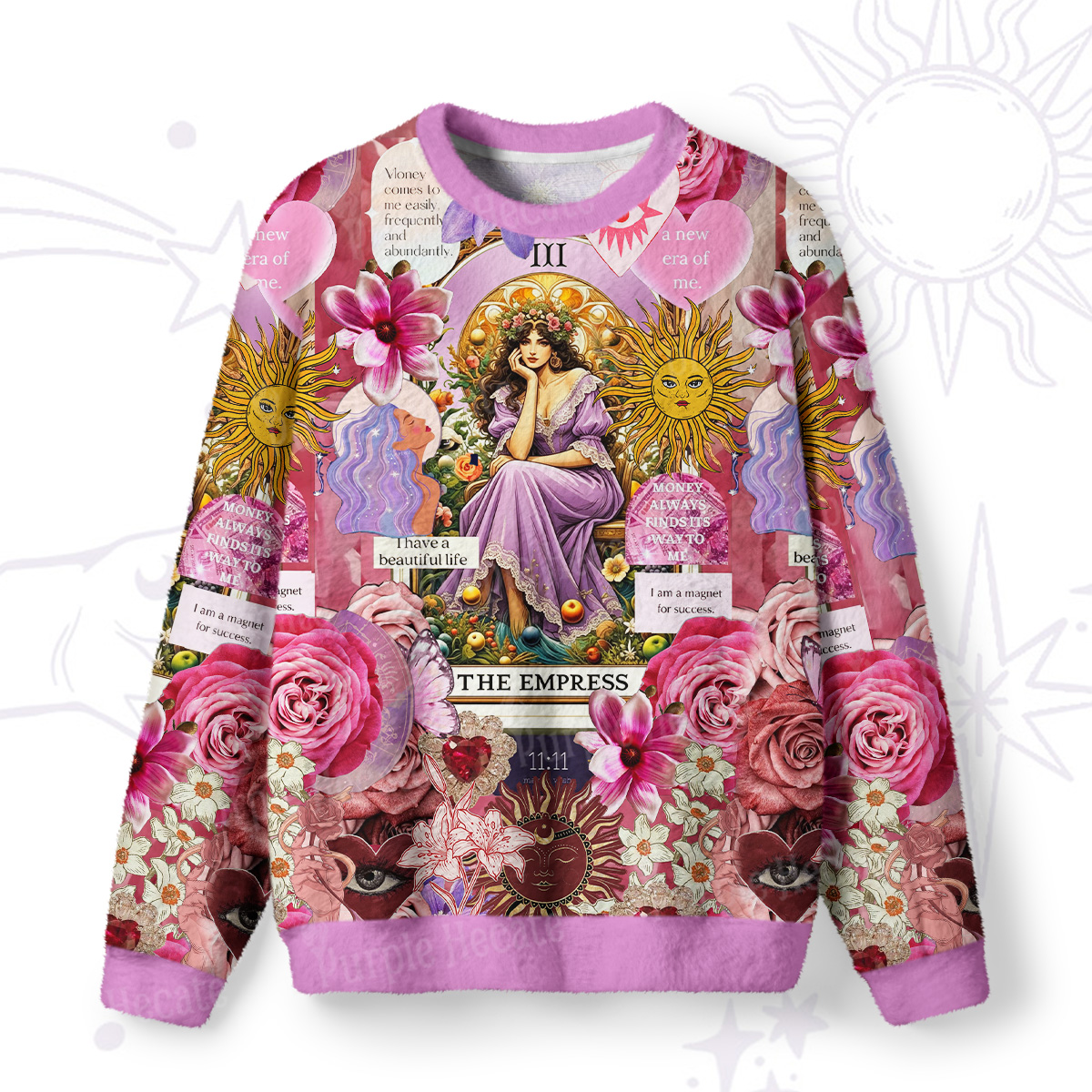 Purplehecate Divine Empress Tarot Collage Fuzzy Ugly Sweatshirt