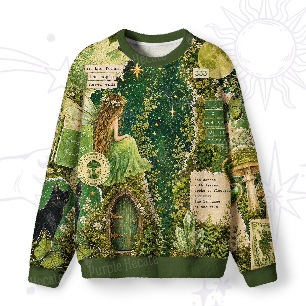 Purplehecate Forest Witch Who Listens to the Whispers of the Trees Fuzzy Ugly Sweatshirt