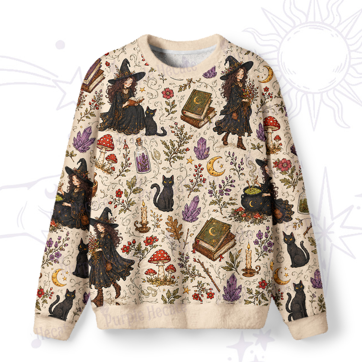 Purplehecate Herbal Witch Fuzzy Ugly Sweatshirt