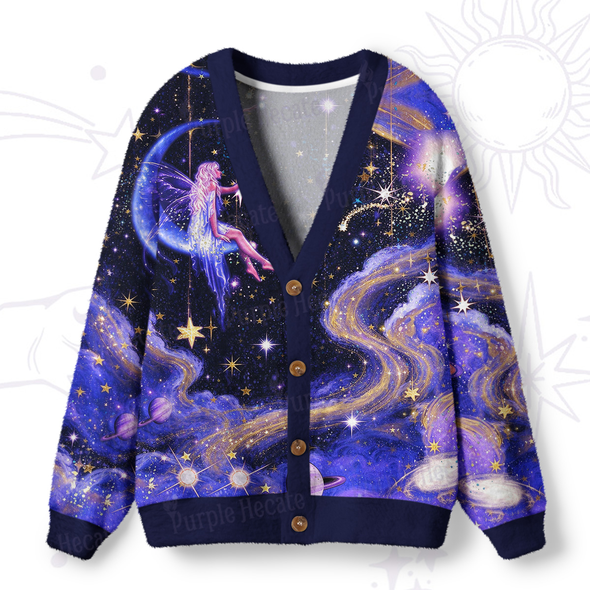 Purplehecate Cosmic Starsea Dream Fairy Ugly Cardigan Sweaters