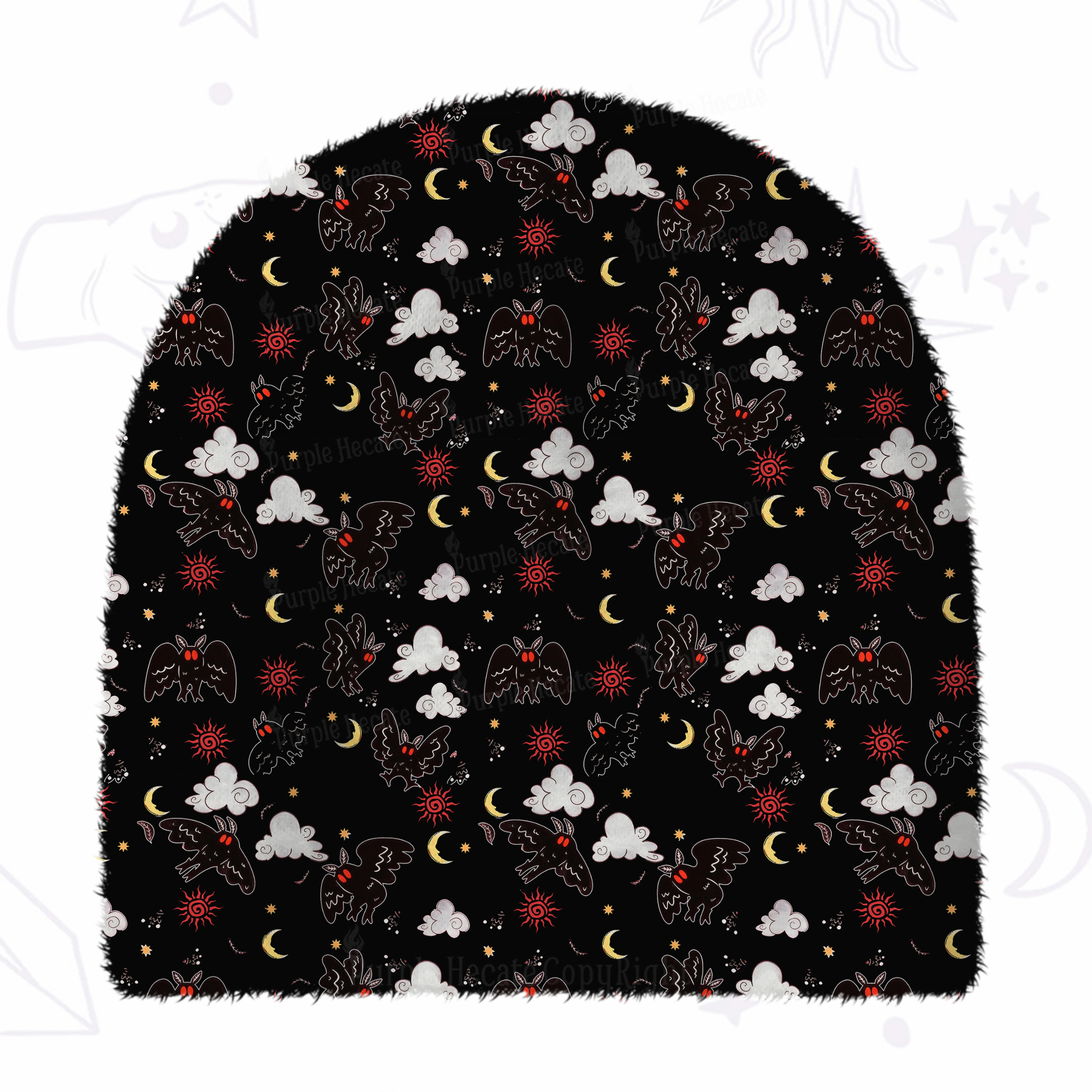 Purplehecate Cryptid Mothman Fuzzy Knit Beanie