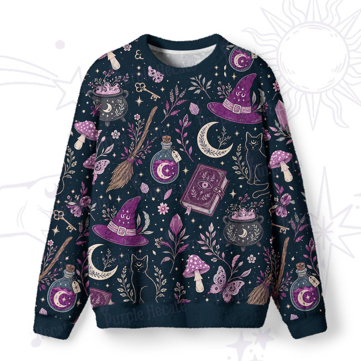 Purplehecate Witchcraft Spellbook Fuzzy Ugly Sweatshirt