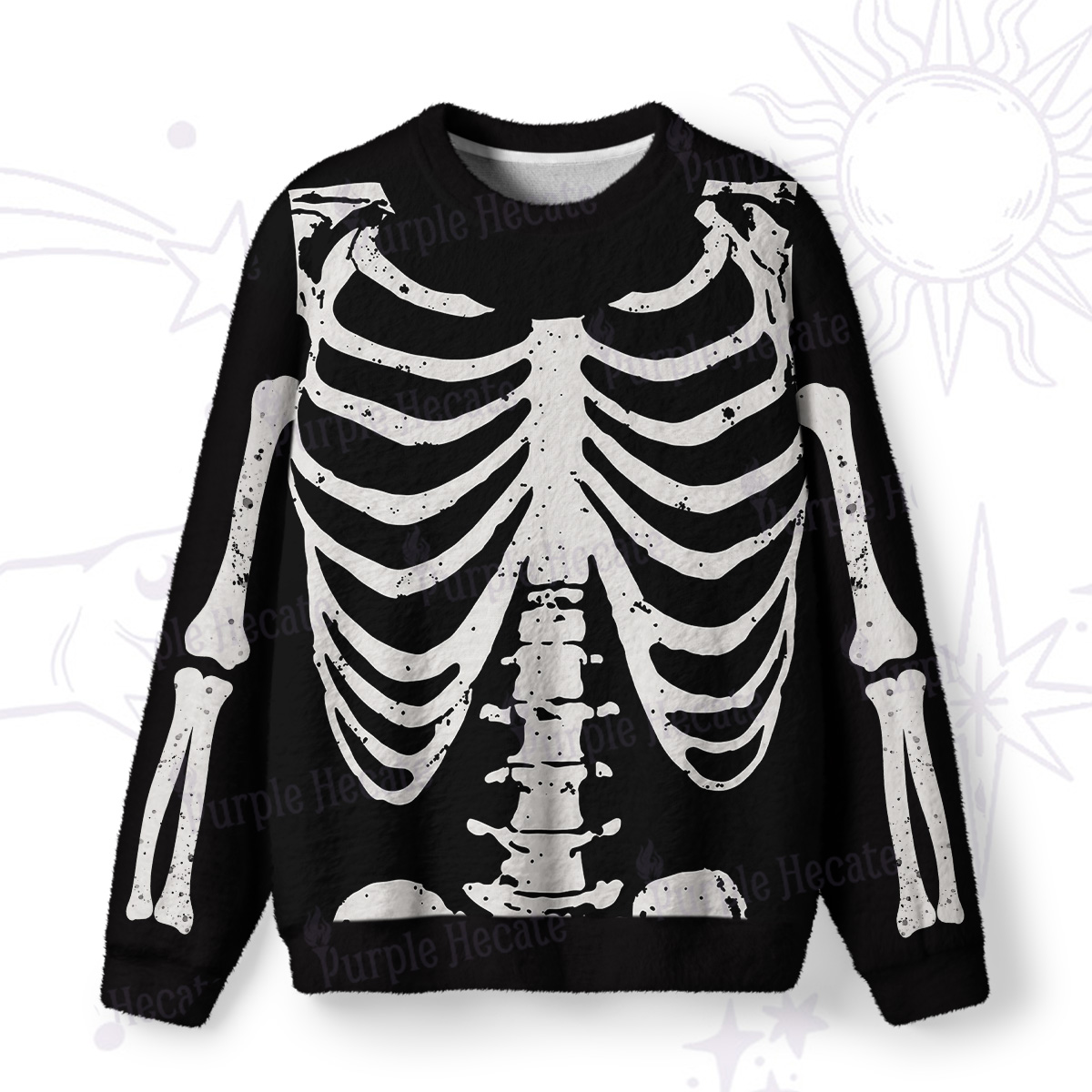 Purplehecate Skeleton Fuzzy Ugly Sweatshirt