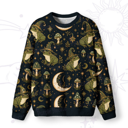 Purplehecate Witch Frog Moonlight Fuzzy Ugly Sweatshirt