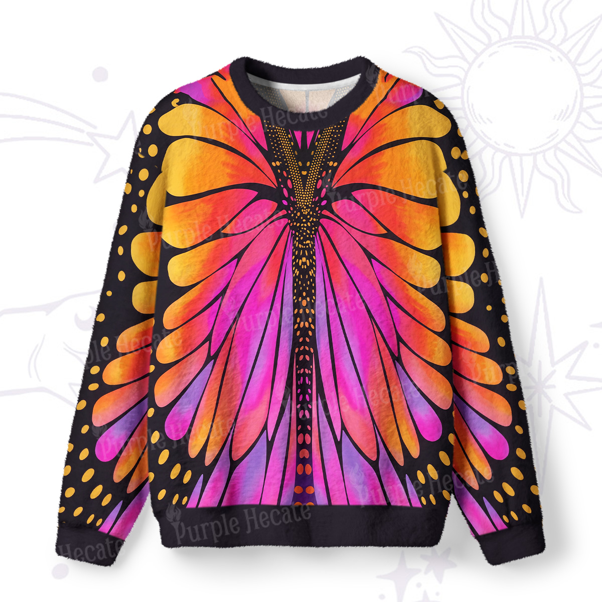 Purplehecate Butterfly Wings Fuzzy Ugly Sweatshirt