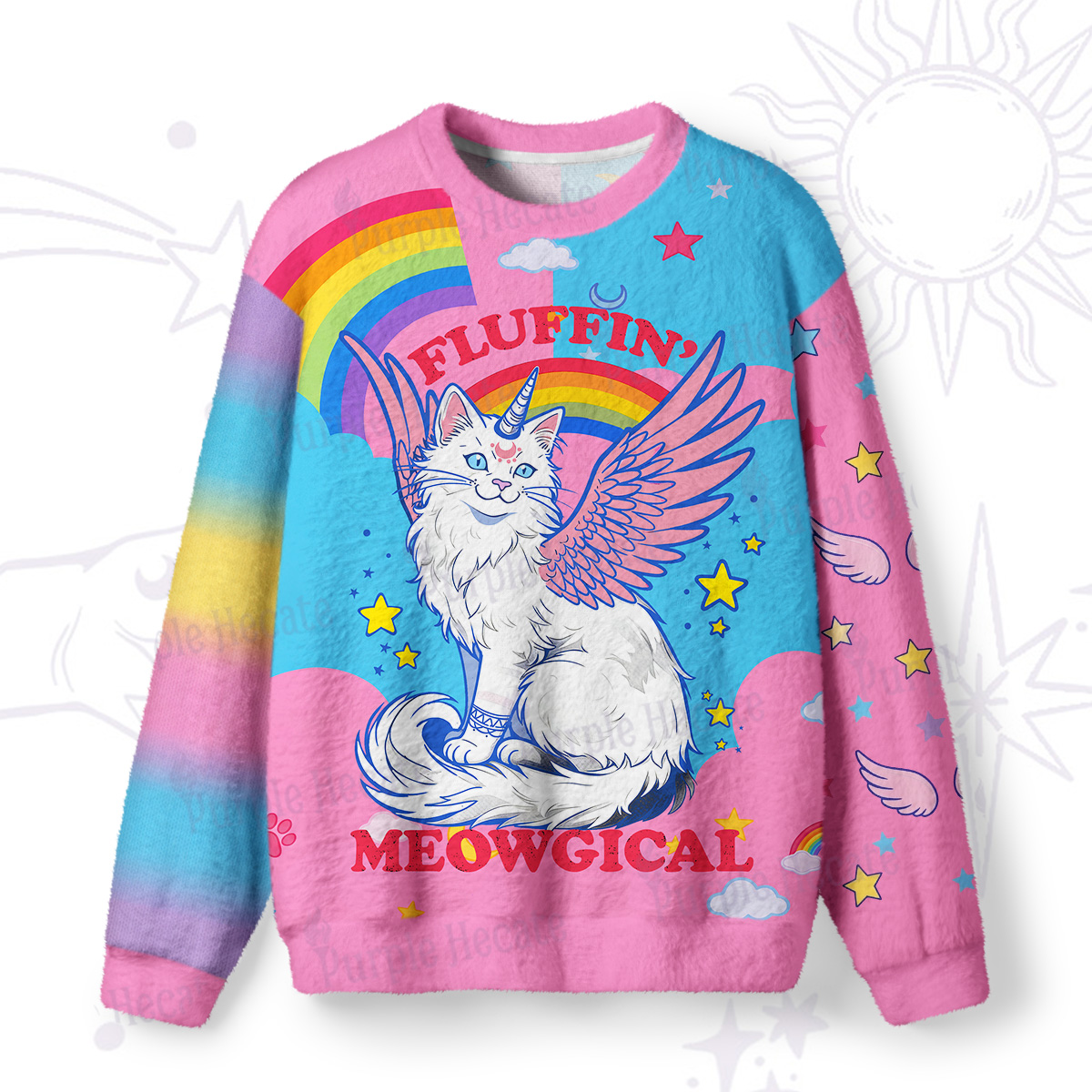Purplehecate Fluffin Meowgical Fuzzy Ugly Sweatshirt