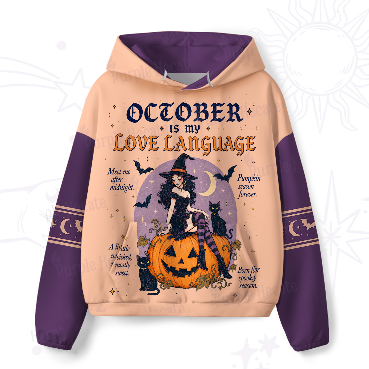 Purplehecate October Is My Love Language Witch All-Over Print Hoodie