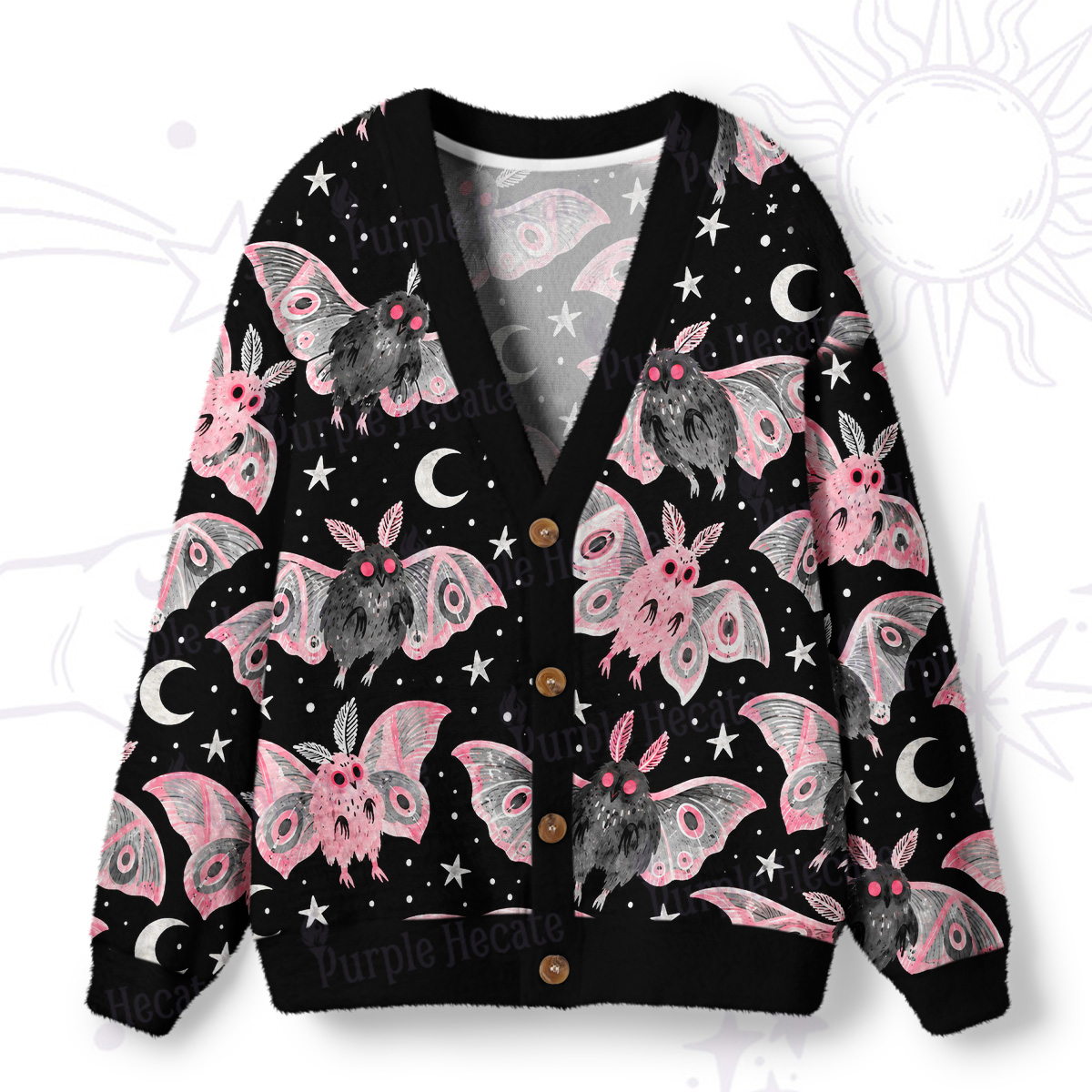 Purplehecate Cryptid Mothman Night Parade Ugly Cardigan Sweaters