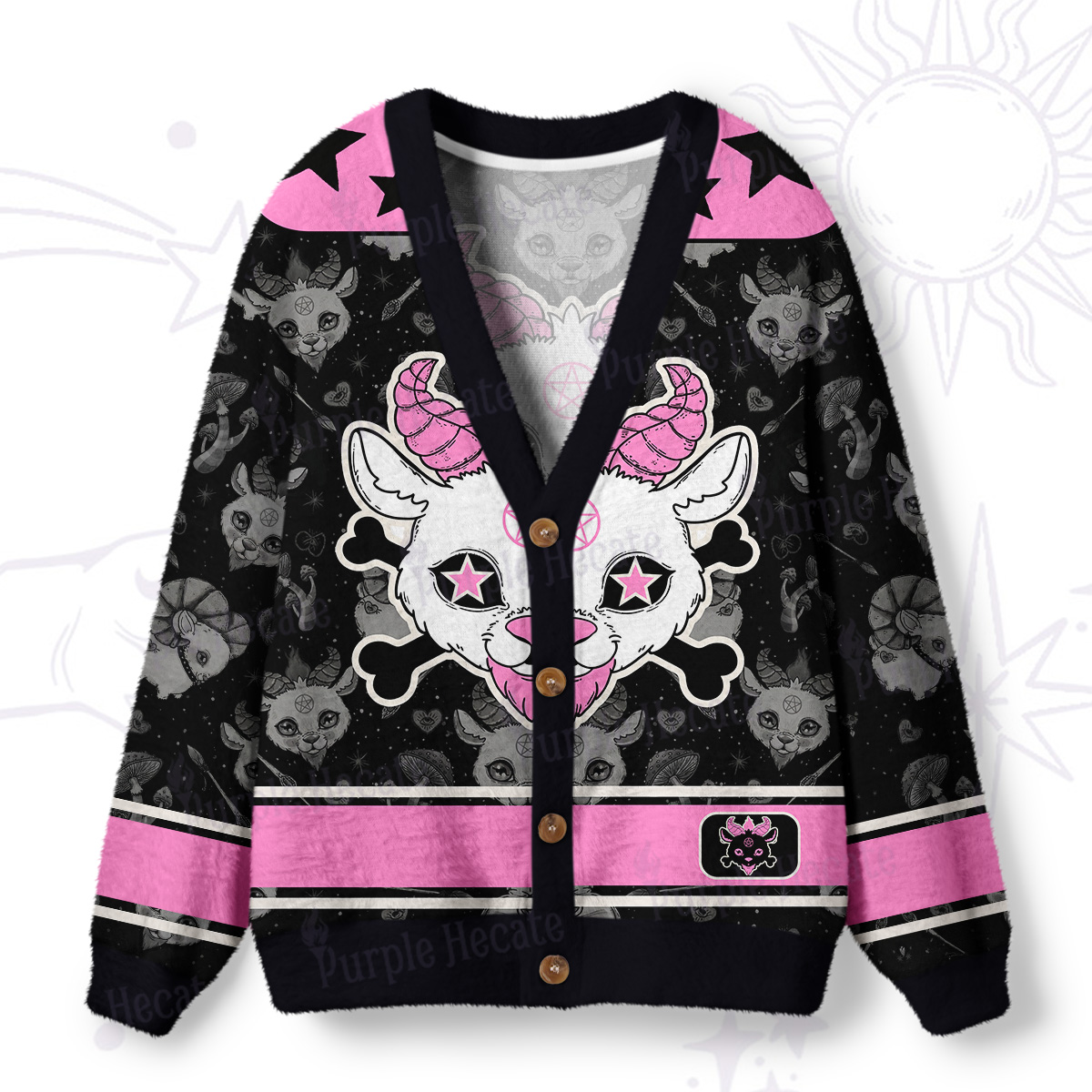 Purplehecate Gothic Demon Goat Ugly Cardigan Sweaters