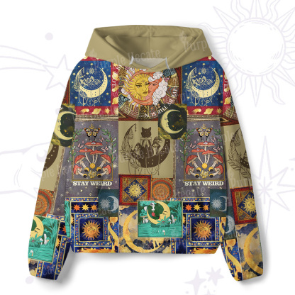 Purplehecate Starry Moon Patchwork for Cosmic Lovers All-Over Print Hoodie