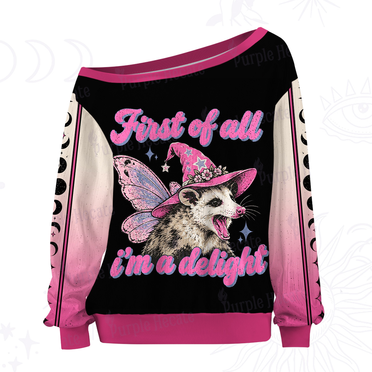 Purplehecate First of All I'm a Delight Fairy Possum Off The Shoulder Graphic Jersey