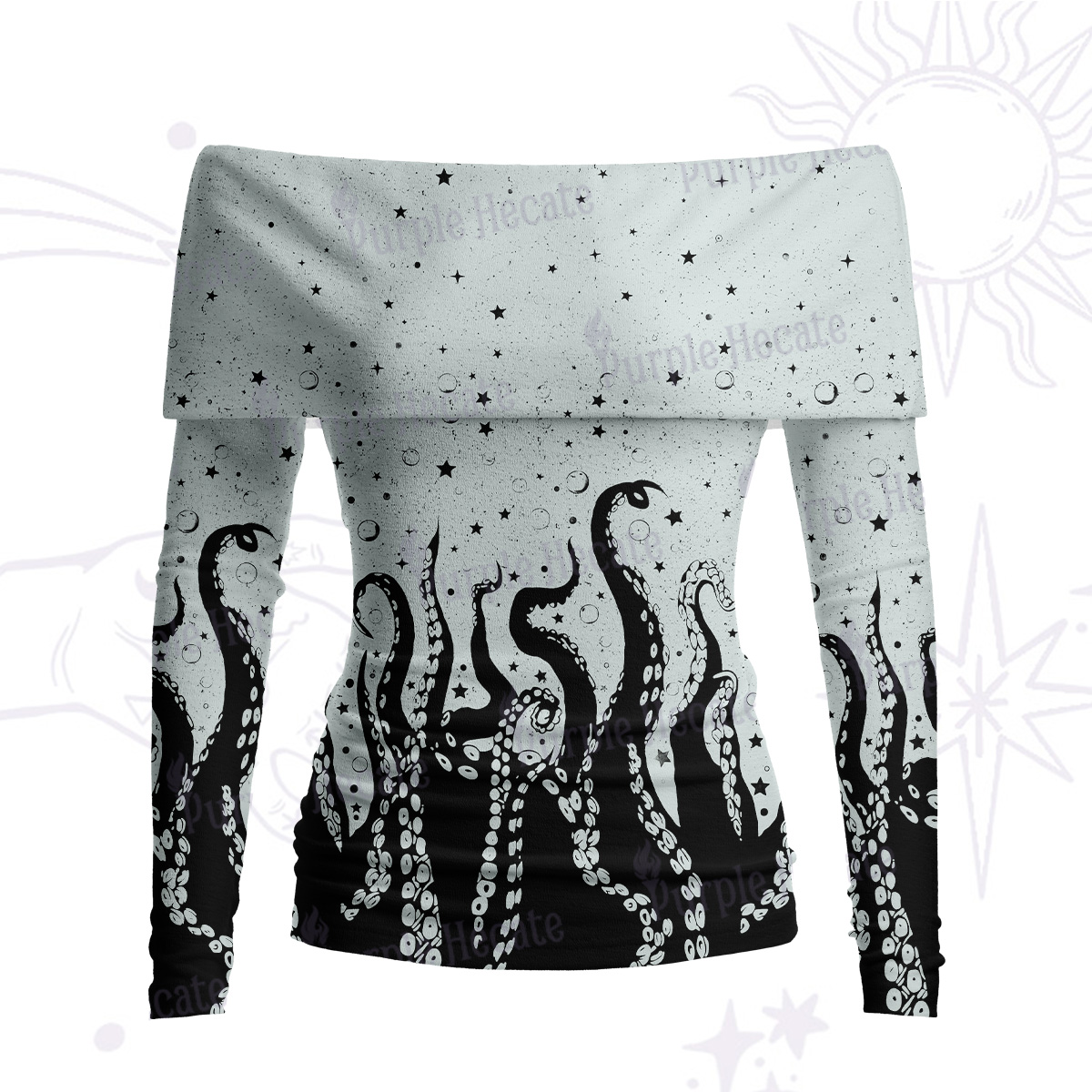 Purplehecate Tentacles of the Deep Off Shoulder Long Sleeve Knit Top