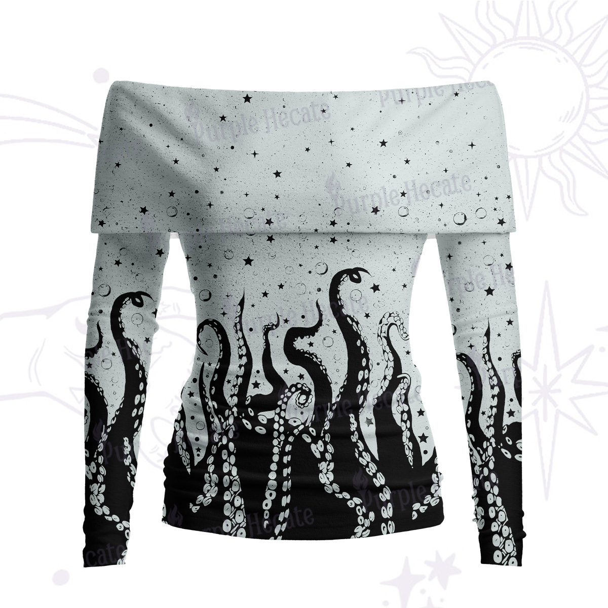 Purplehecate Tentacles of the Deep Off Shoulder Long Sleeve Knit Top