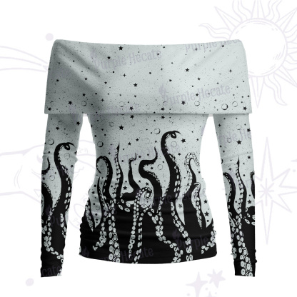 Purplehecate Tentacles of the Deep Off Shoulder Long Sleeve Knit Top
