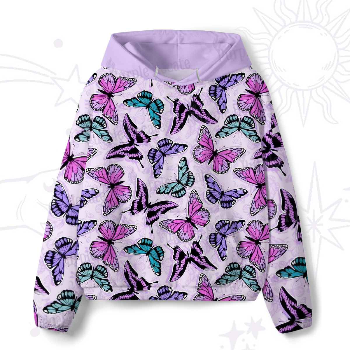 Purplehecate Whimsical Butterfly All-Over Print Hoodie