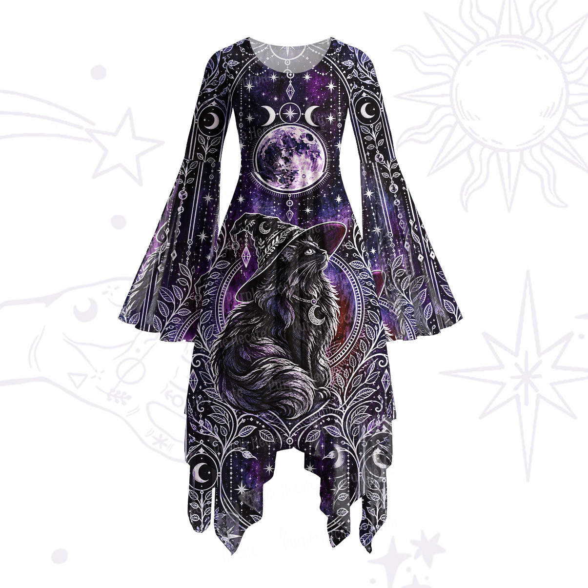 Purplehecate Dance of Luminous Bees Bell Sleeve Dress