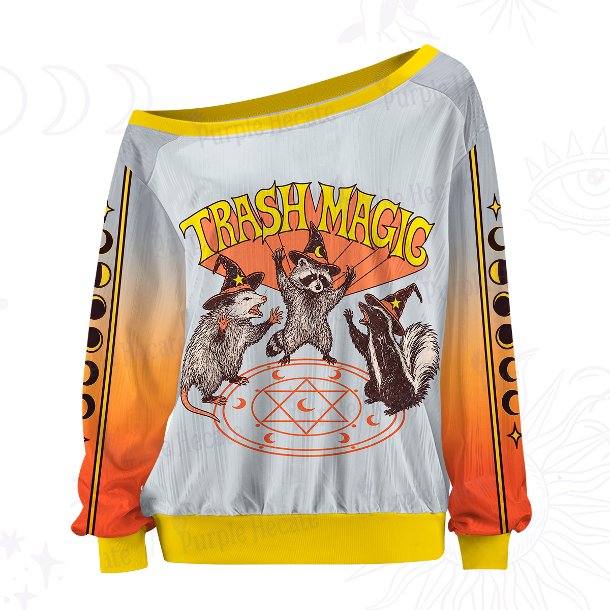 Purplehecate Trash Magic Raccoon Summoning Circle Off The Shoulder Graphic Jersey