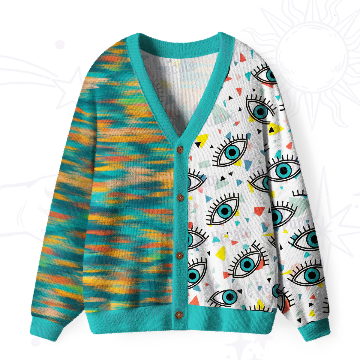 Purplehecate Evil Eye Protection Ugly Cardigan Sweaters