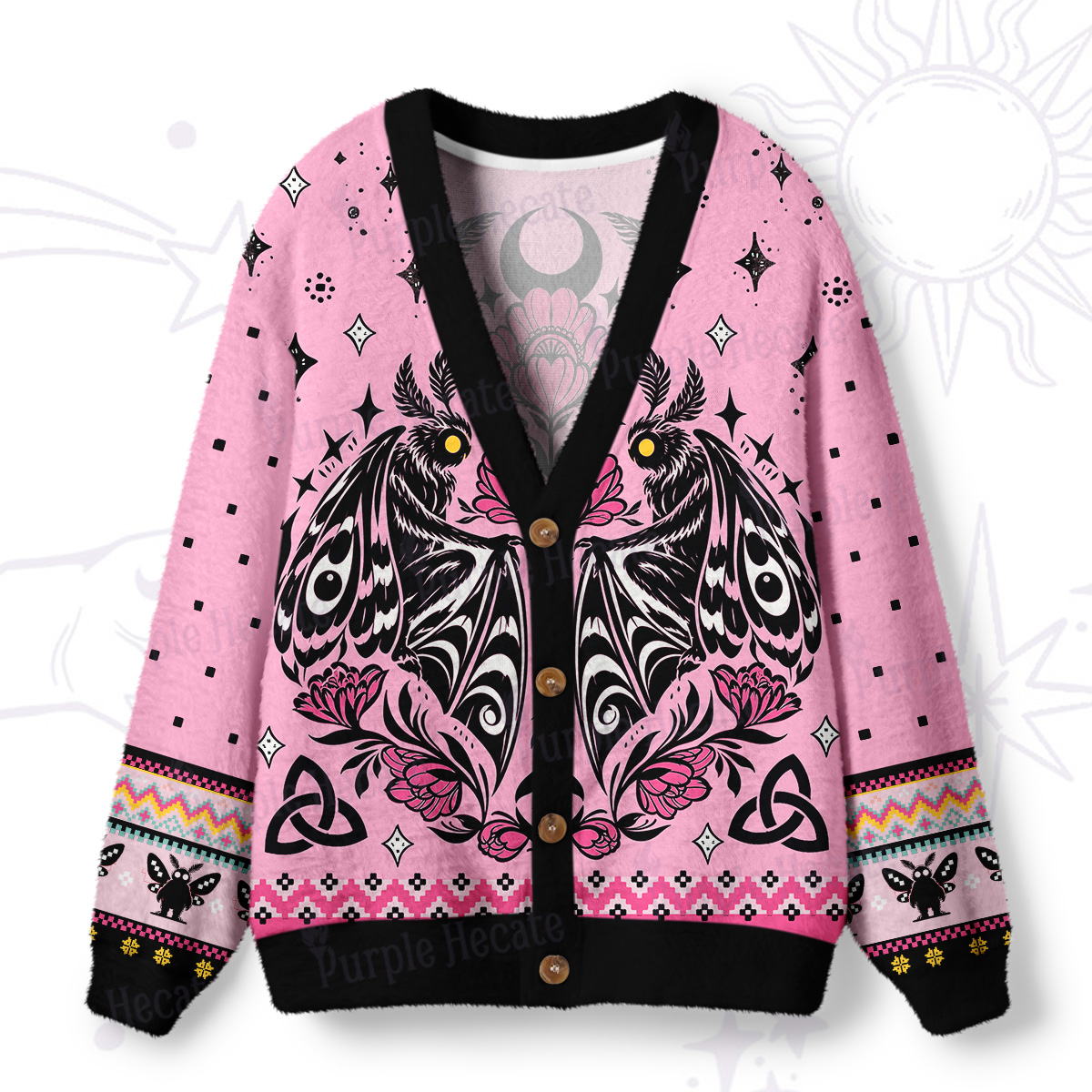 Purplehecate Gothic Death Moth Ugly Cardigan Sweaters