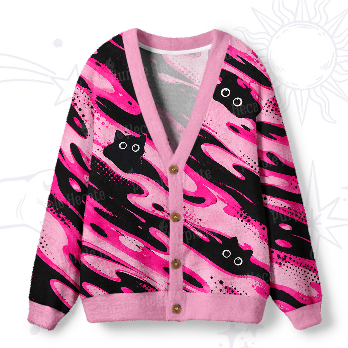 Purplehecate Lost in a Sea of Cats Ugly Cardigan Sweaters