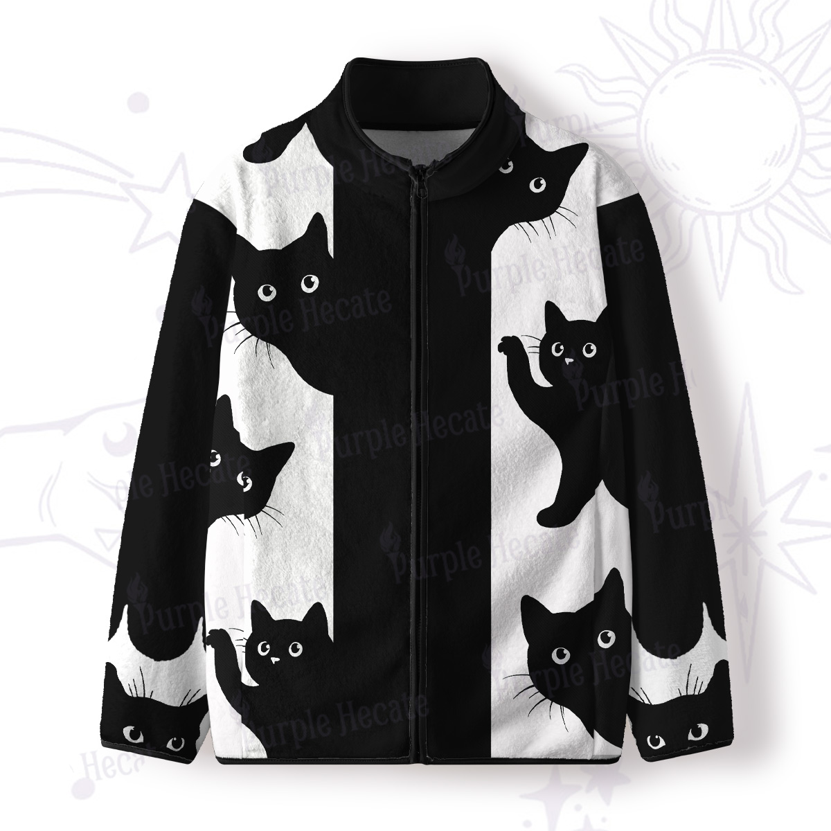 Purplehecate Peekaboo Cats Full Zip Fleece Jacket
