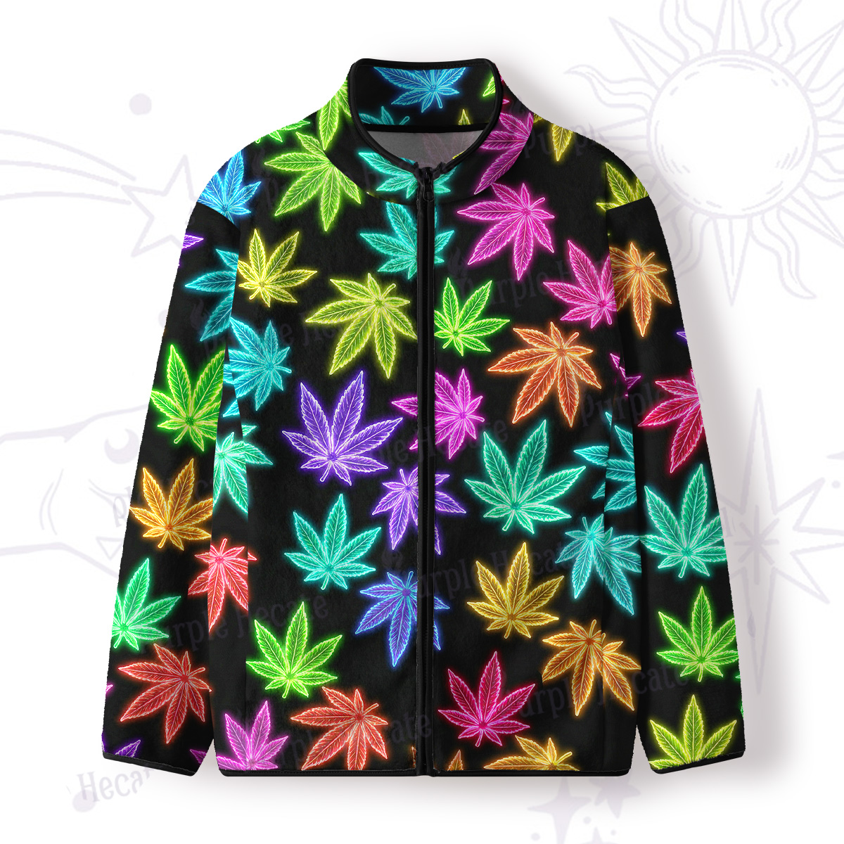 Purplehecate Trippy Weed Full Zip Fleece Jacket