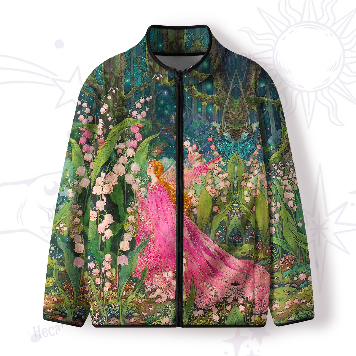 Purplehecate Mystic Secret Lily Fairy Forest Full Zip Fleece Jacket