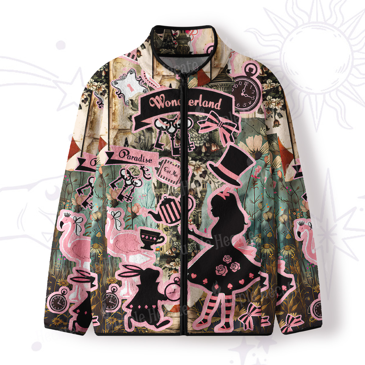 Purplehecate Wonderland Alice's Tea Party Full Zip Fleece Jacket