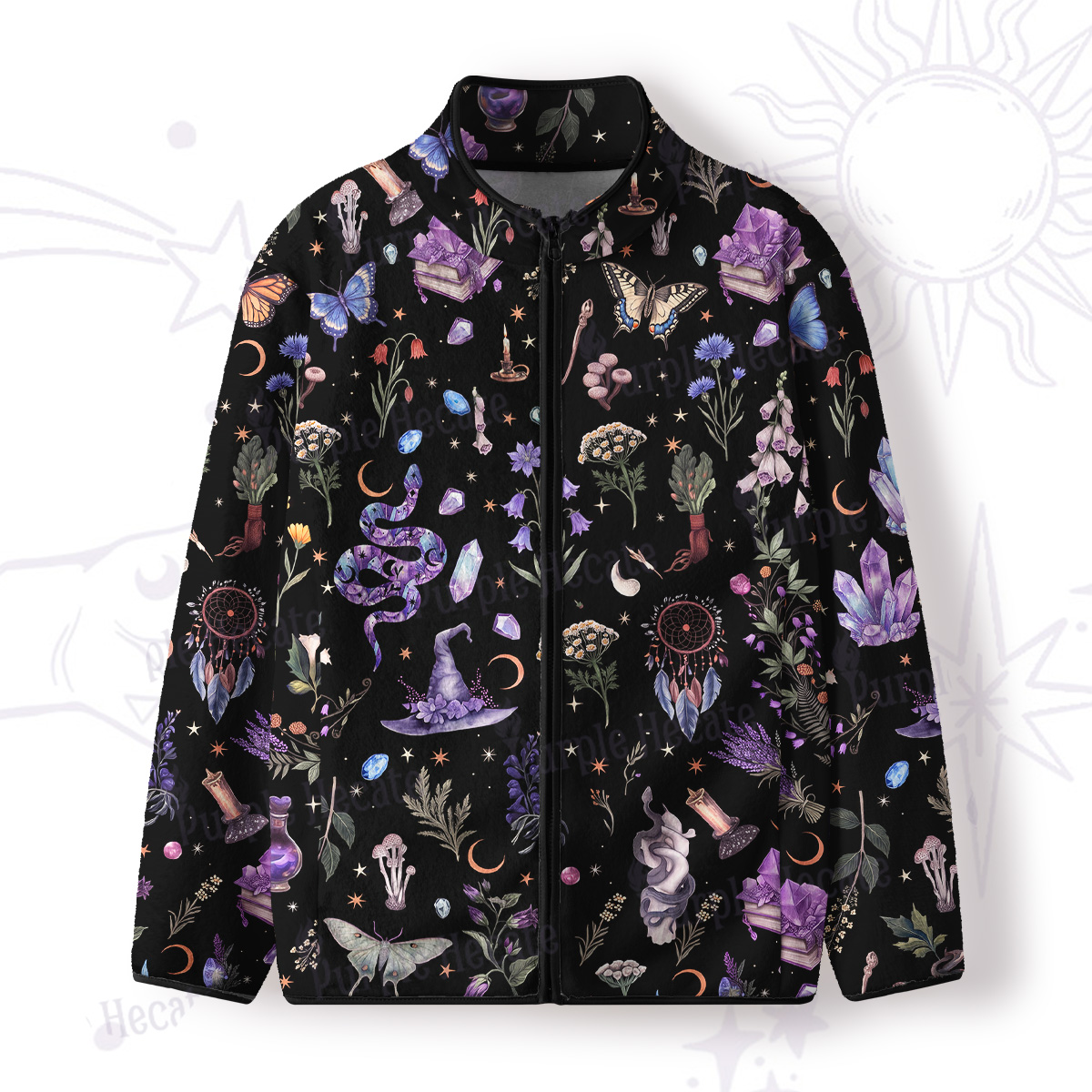 Purplehecate Witchcraft Herbarium Magic Full Zip Fleece Jacket