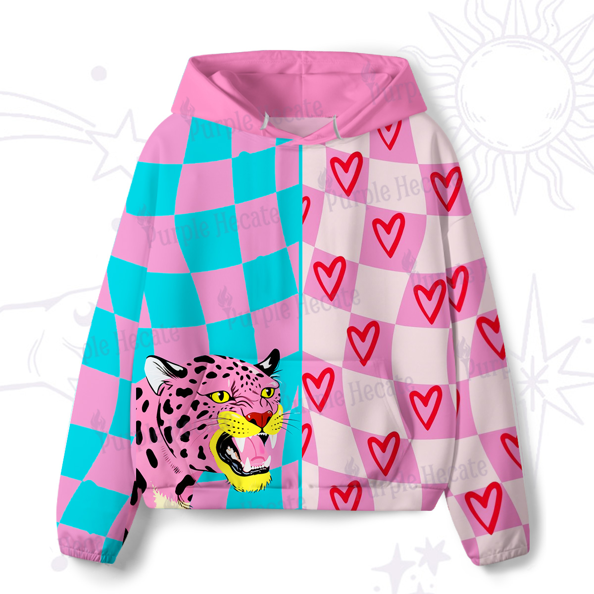 Purplehecate Savage Leopard Evil Eye All-Over Print Hoodie