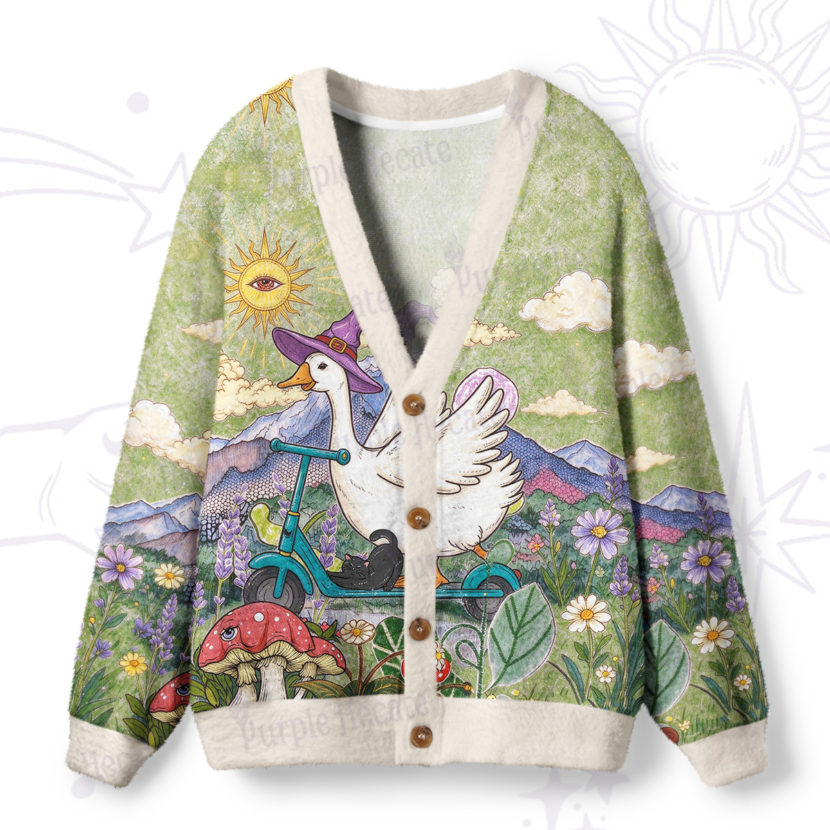 Purplehecate Off to Cause a Kerfuffle Goose Ugly Cardigan Sweaters
