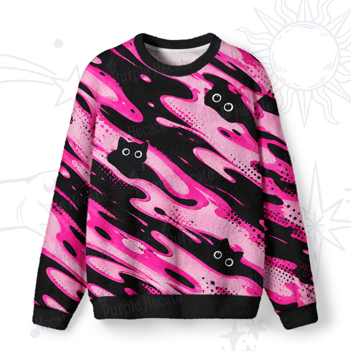 Purplehecate Lost in a Sea of Cats Fuzzy Ugly Sweatshirt