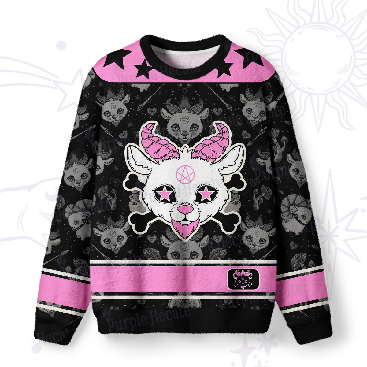 Purplehecate Gothic Demon Goat Fuzzy Ugly Sweatshirt