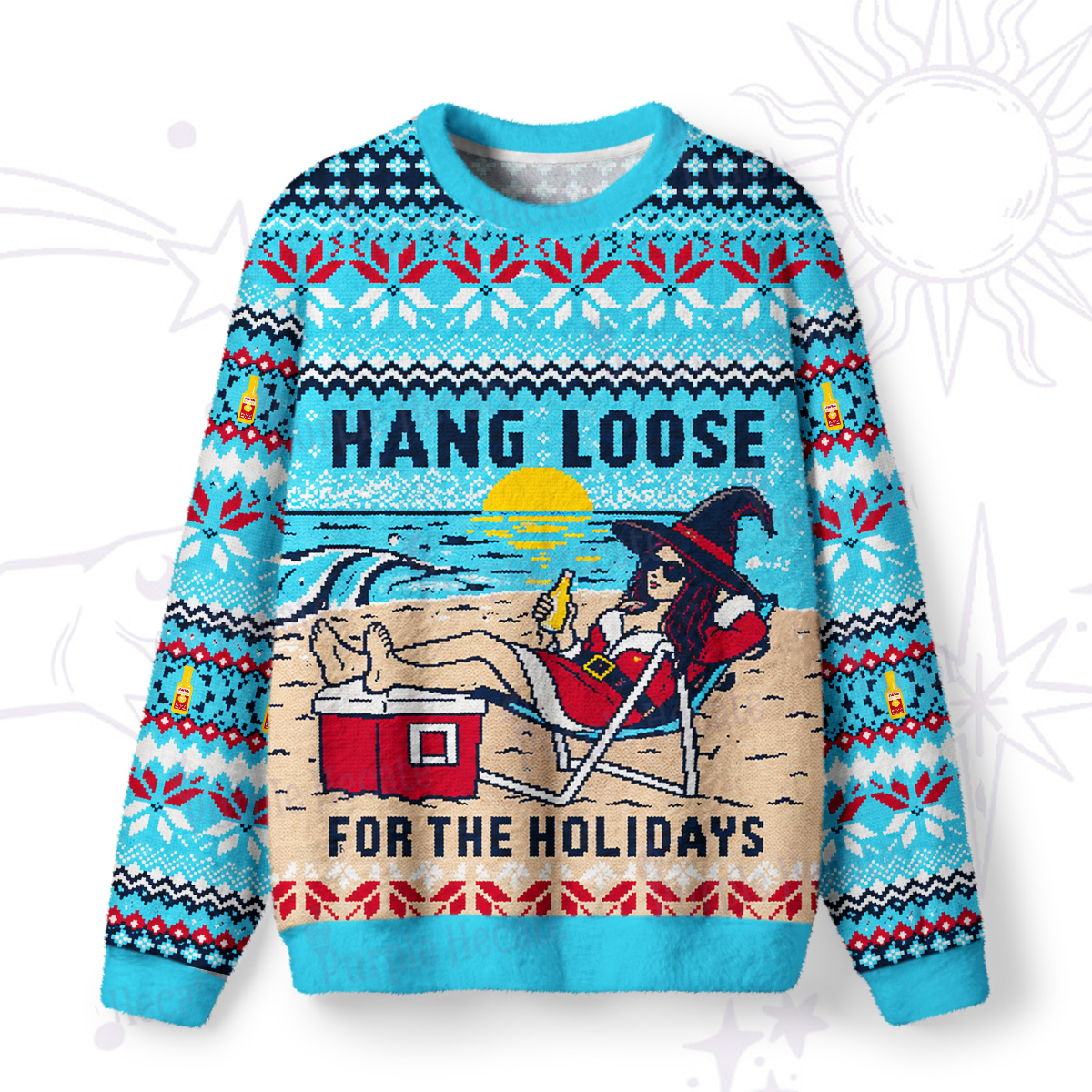 Purplehecate Hang Loose for the Holidays Witch Christmas Fuzzy Ugly Sweatshirt
