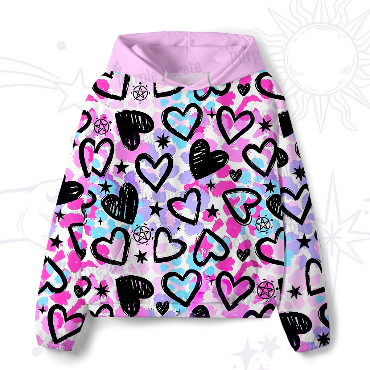 Purplehecate Heartful Magic All-Over Print Hoodie