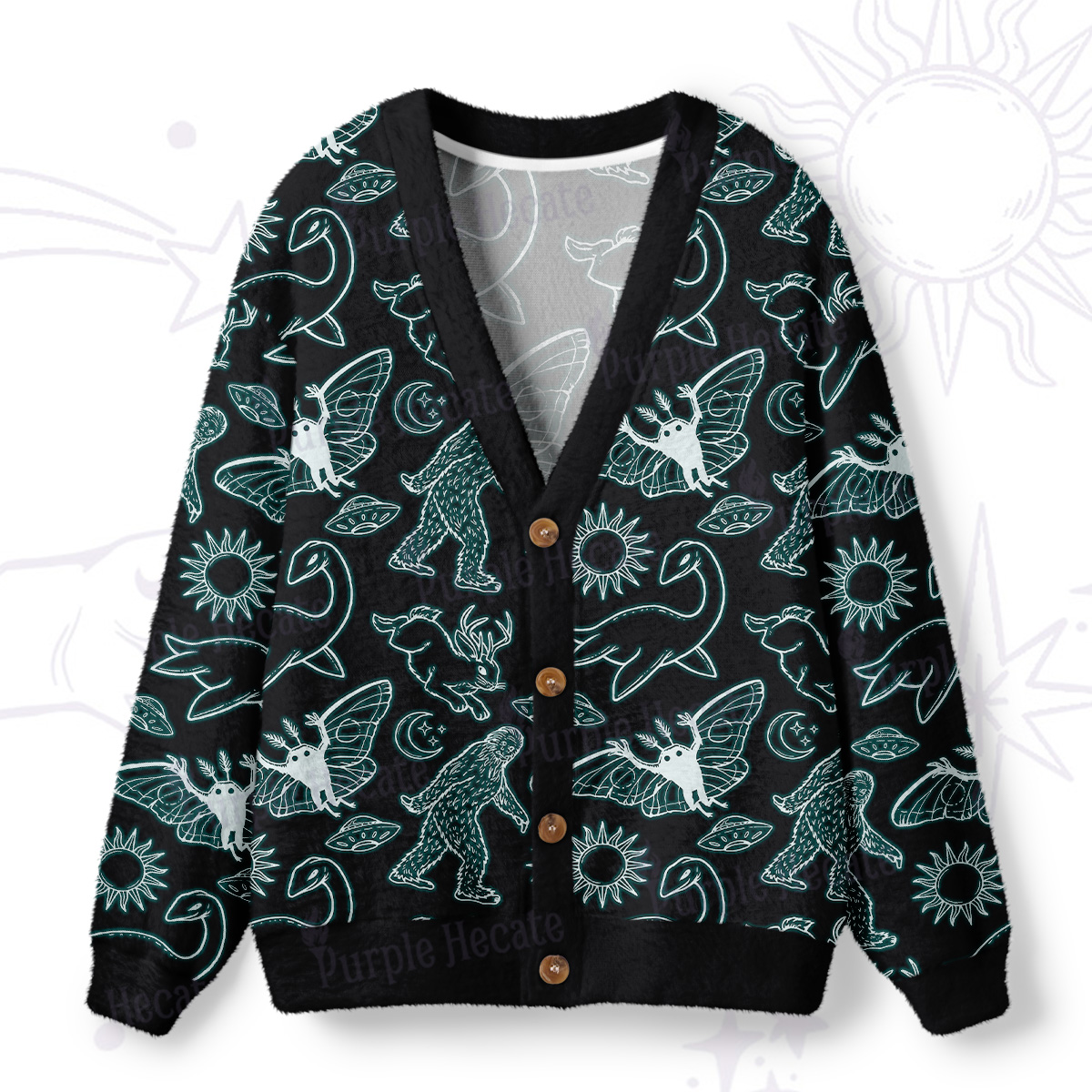 Purplehecate Cryptid Ugly Cardigan Sweaters